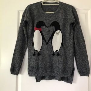 Oversized Cashmere love penguins kissing sweater